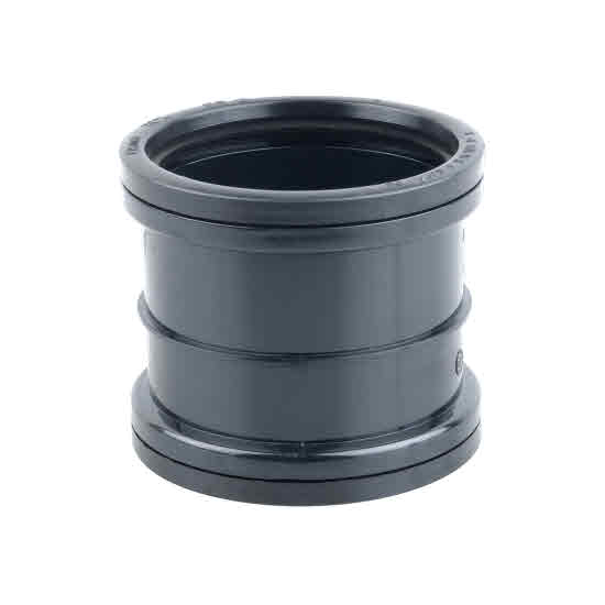 Osma 3" Soil Waste Pipe Fittings OSMASOIL 3S105 BLACK 82MM D/S SLIP DOUBLE REPAIR SOCKET R