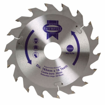 FAITHFULL TCT CIRCULAR SAW BLADE 165 X30/20/16 X 18T FAITHFULL TCT CIRCULAR SAW BLADE 165 X30/20/16 X 18T