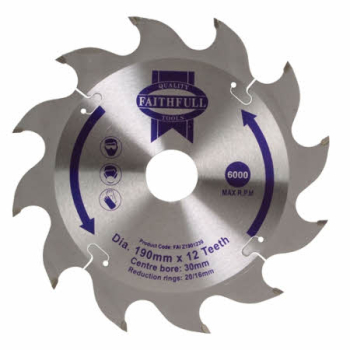 FAITHFULL TCT CIRC SAW BLADE 190X 16/20/30 X 12T FAST RIP FAITHFULL TCT CIRC SAW BLADE 190X 16/20/30 X 12T FAST RIP