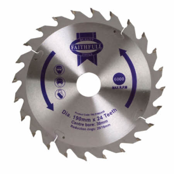 FAITHFULL TCT CIRCULAR SAW BLADE 190 X 16 X 24T FAST RIP FAITHFULL TCT CIRCULAR SAW BLADE 190 X 16 X 24T FAST RIP