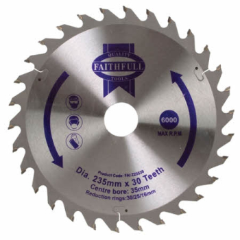 FAITHFULL TCT CIRC SAW BLADE 235X16/25/30/35X30T GEN PURPOS