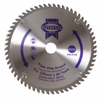 FAITHFULL TCT CIRCULAR SAW BLADE 250 X 30 X 60T FINE