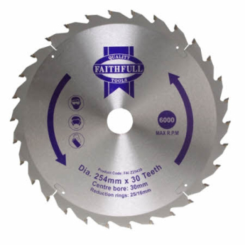 FAITHFULL TCT CIRC SAW BLADE 254X16/25/30 X 30T GEN PURPOSE FAITHFULL TCT CIRC SAW BLADE 254X16/25/30 X 30T GEN PURPOSE