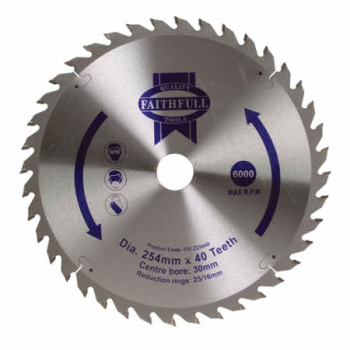 FAITHFULL TCT CIRC SAW BLADE 254X16/25/30 X40T FINE X CUT