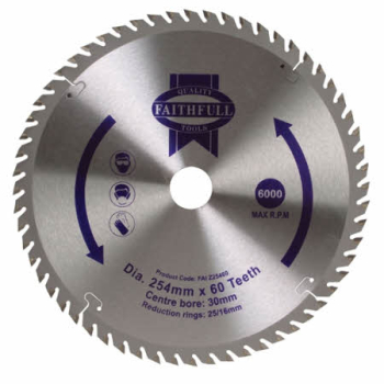 FAITHFULL TCT CIRC SAW BLADE 254 X 25/16/30 X 60T FINE FAITHFULL TCT CIRC SAW BLADE 254 X 25/16/30 X 60T FINE