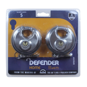 SQUIRE DEFENDER DFDC70T TWIN PACK 70MM DISCUS PADLOCKS