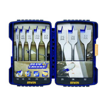 IRWIN 4X BLUE GROOVE FLAT BIT SET 8 PIECE 12-32MM IRWIN 4X BLUE GROOVE FLAT BIT SET 8 PIECE 12-32MM