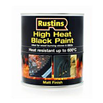 HIGH HEAT 600C BLACK MATT PAINT 500ml RUSTINS HRBL500