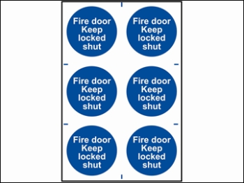 FIRE DOOR KEEP LOCKED SHUT (6 SIGNS ALL 100x100mm PVC)