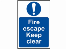 FIRE ESCAPE KEEP CLEAR (200x300mm PVC SIGN)