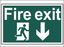 FIRE EXIT RUNNING MAN ARROW DOWN (300x200mm PVC SIGN) FIRE EXIT RUNNING MAN ARROW DOWN (300x200mm PVC SIGN)