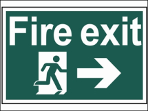 FIRE EXIT RUNNING MAN ARROW RIGHT (300X200mm PVC SIGN)