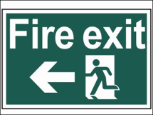 FIRE EXIT RUNNING MAN ARROW LEFT (300x200mm PVC SIGN)