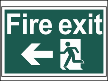 FIRE EXIT RUNNING MAN ARROW LEFT (300x200mm PVC SIGN) FIRE EXIT RUNNING MAN ARROW LEFT (300x200mm PVC SIGN)