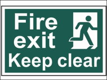 FIRE EXIT KEEP CLEAR (300x200mm PVC SIGN)