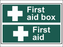 FIRST AID BOX & FIRST AID (2 SIGNS BOTH 300x100mm PVC)