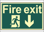 FIRE EXIT RUNNING MAN ARROW DOWN PHOTOLUMINESCENT SIGN FIRE EXIT RUNNING MAN ARROW DOWN PHOTOLUMINESCENT SIGN