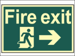 FIRE EXIT RUNNING MAN ARROW RIGHT PHOTOLUMINESCENT SIGN FIRE EXIT RUNNING MAN ARROW RIGHT PHOTOLUMINESCENT SIGN