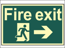 FIRE EXIT RUNNING MAN ARROW RIGHT PHOTOLUMINESCENT SIGN