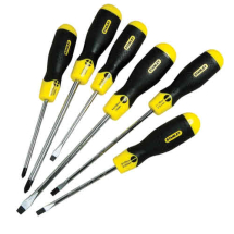 STANLEY CUSHION GRIP 6 PIECE SCREWDRIVER SET (POZI/SLOTTED)
