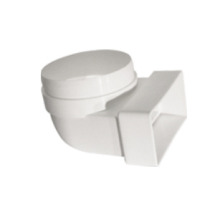 RECTANGULAR TO 100mm ROUND DUCT BEND 100mm x 55mm WHITE