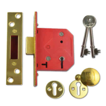 UNION 2101 MORTICE DEADLOCK 2.1/2inch 5 LEVER POLISHED BRASS