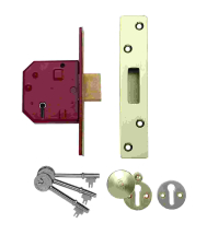 UNION 2134E MORTICE DEADLOCK 3inch 5 LEVER BS POLISHED BRASS