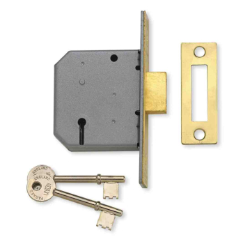 UNION 2177 MORTICE DEADLOCK 2.1/2Inch 3 LEVER POLISHED BRASS