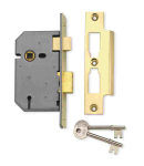 UNION 2277 MORTICE SASHLOCK 2.1/2" 3 LEVER POLISHED BRASS