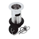 BASIN WASTE SLOTTED 11/4" POLY PLUG, CHAIN+STAY CHROME 201250