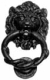 KIRKPATRICK DOOR KNOCKER BLACK ANTIQUE LION HEAD 4" RING 4896